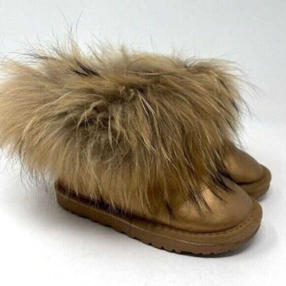 Genuine Sherpa leather boots genuine fur line cuffs girls EU31 US1.5 BoxA - Picture 1 of 6